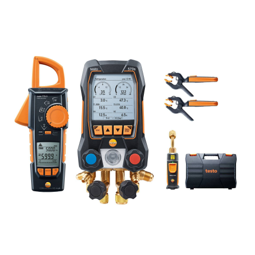 Testo 570s inteligentný digitálny servisný prístroj pre vákuum s kliešťovým multimetrom a bezdrôtovými sondami